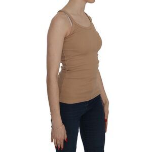 PINK MEMORIES Beige Sleeveless Spaghetti Strap Tank Women's Blouse